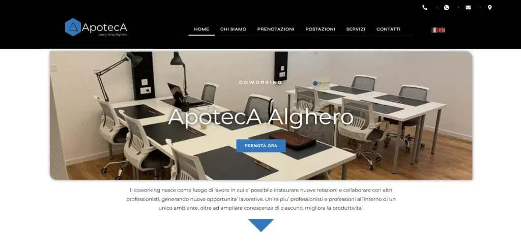 The Apoteca Alghero page for renting desks and offices
