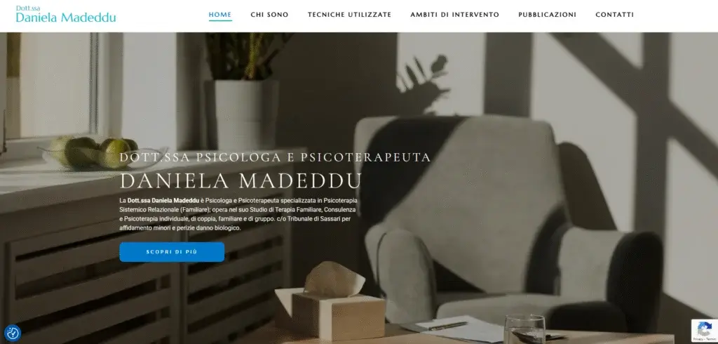 The home page of the site of Dr Daniela Madeddu, psychologist