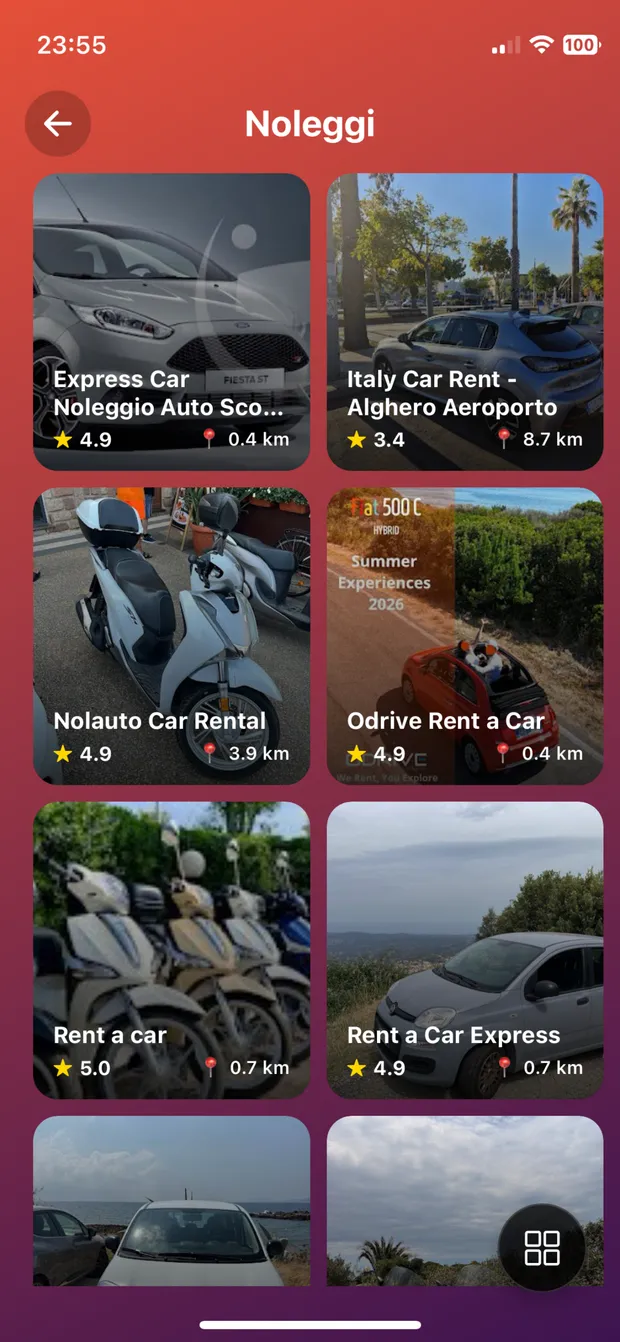 The list of car and scooter rentals in Alghero
