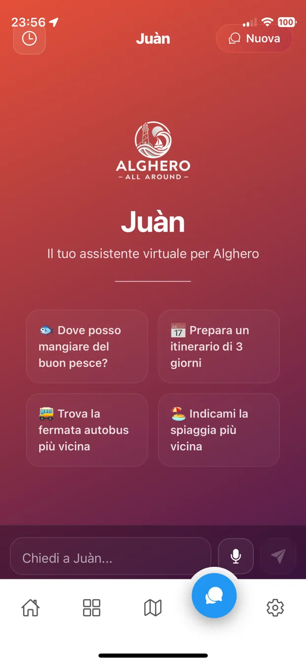 The chat with Juàn, the virtual assistant