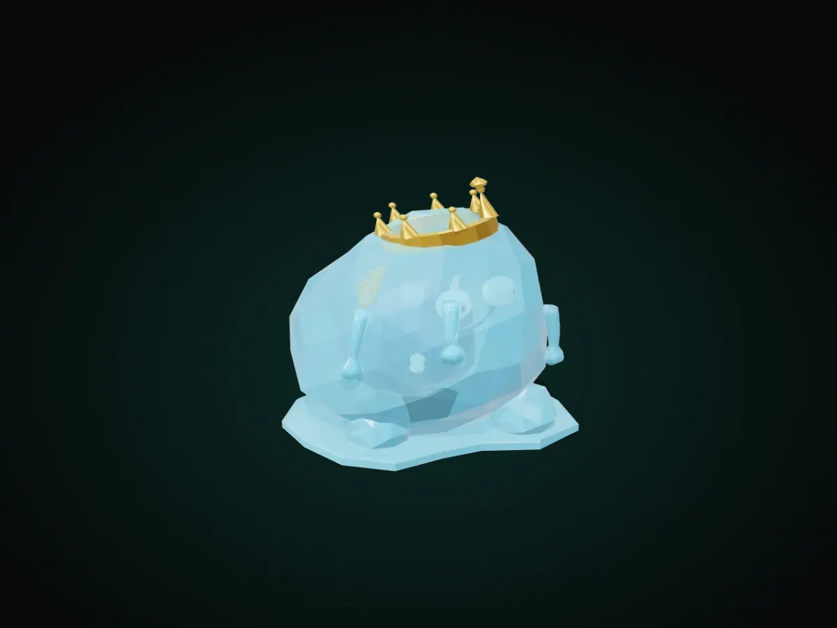 Uno slime con la corona, modello procedurale