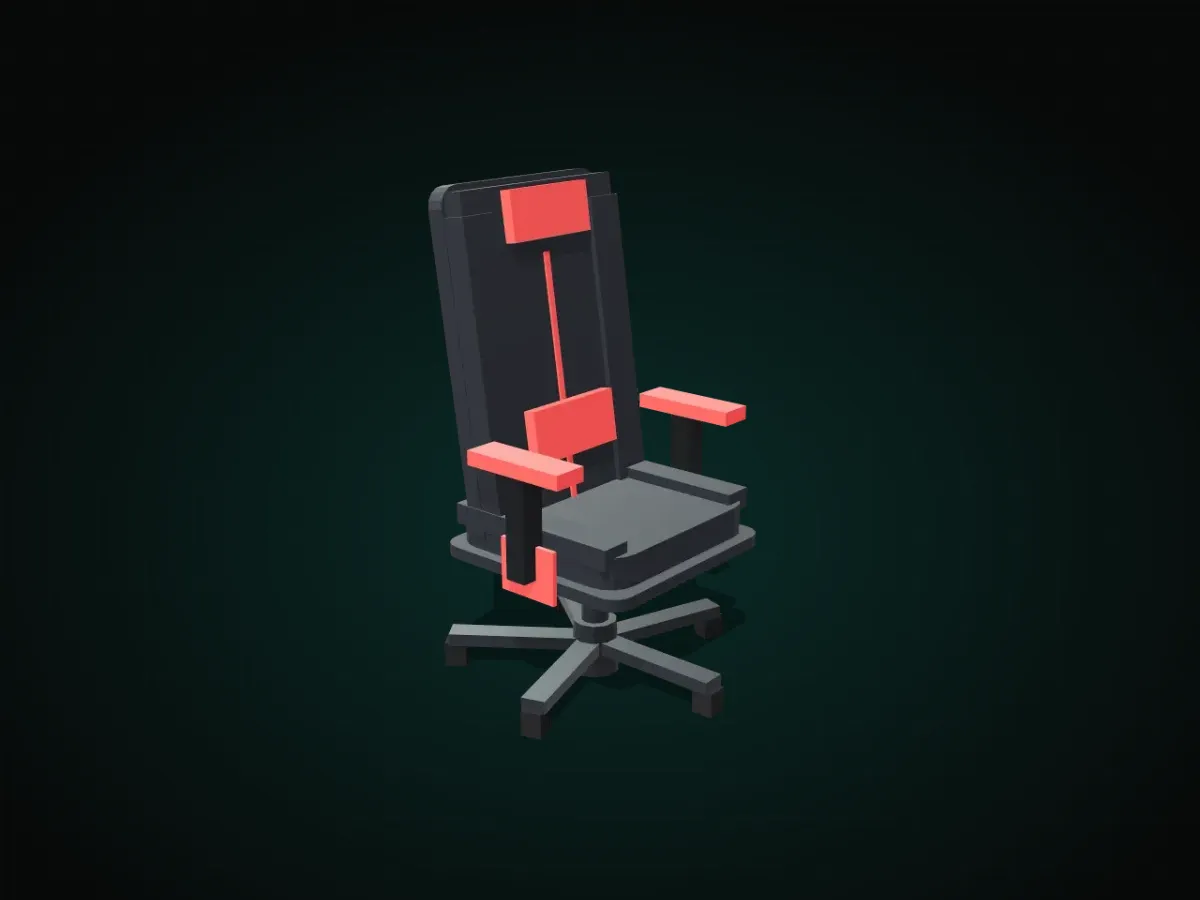 Una sedia da gaming, modello procedurale