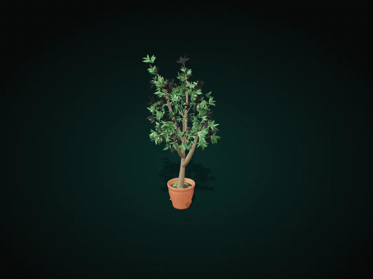 Un albero in vaso, modello procedurale