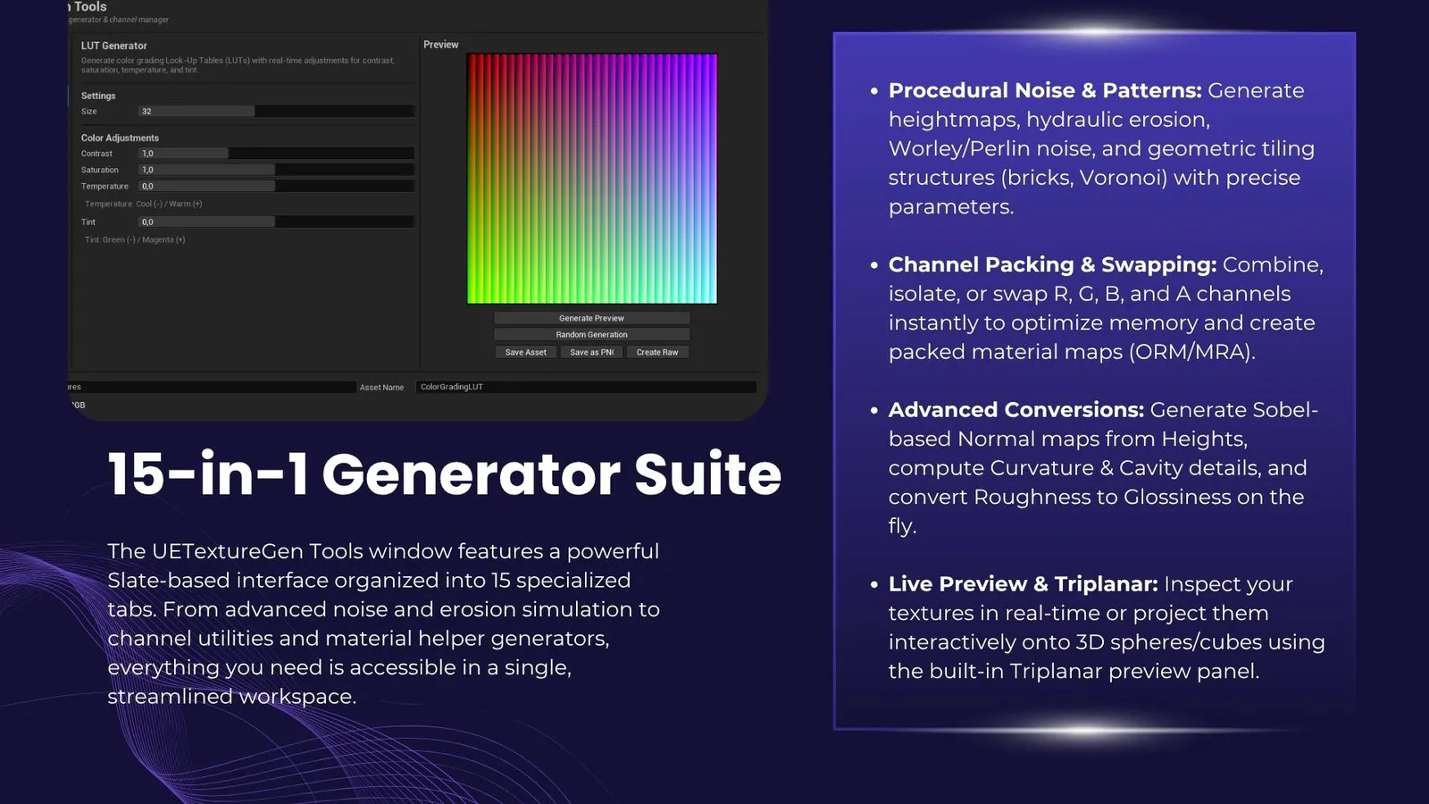 Texture Gen: il generatore di LUT e i suoi parametri